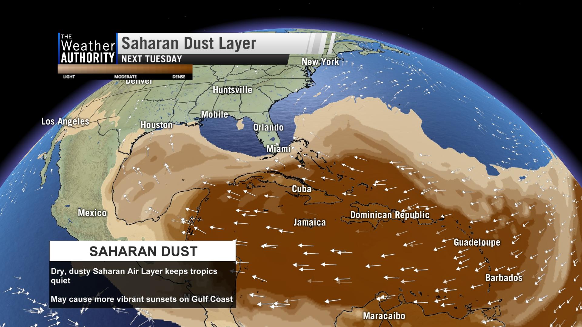 Saharan Dust Storm 2020 Map Giant Dust Cloud Will Cover Cayman