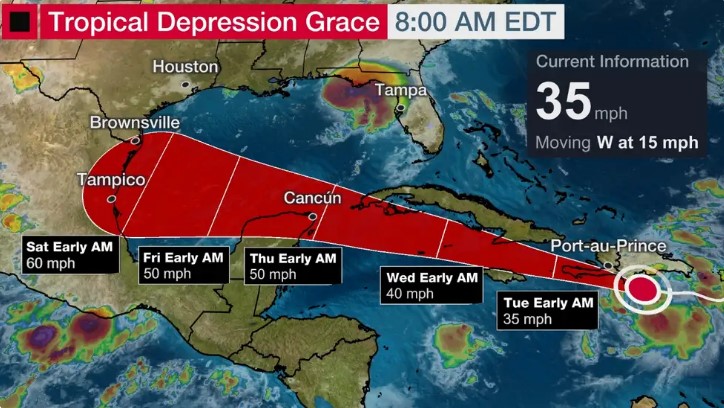 GRACE SHIFTS WESTWARD AND HEADS CLOSER TO CAYMAN